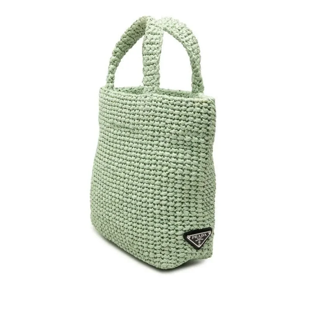 Prada Small Crochet Triangle Logo Tote